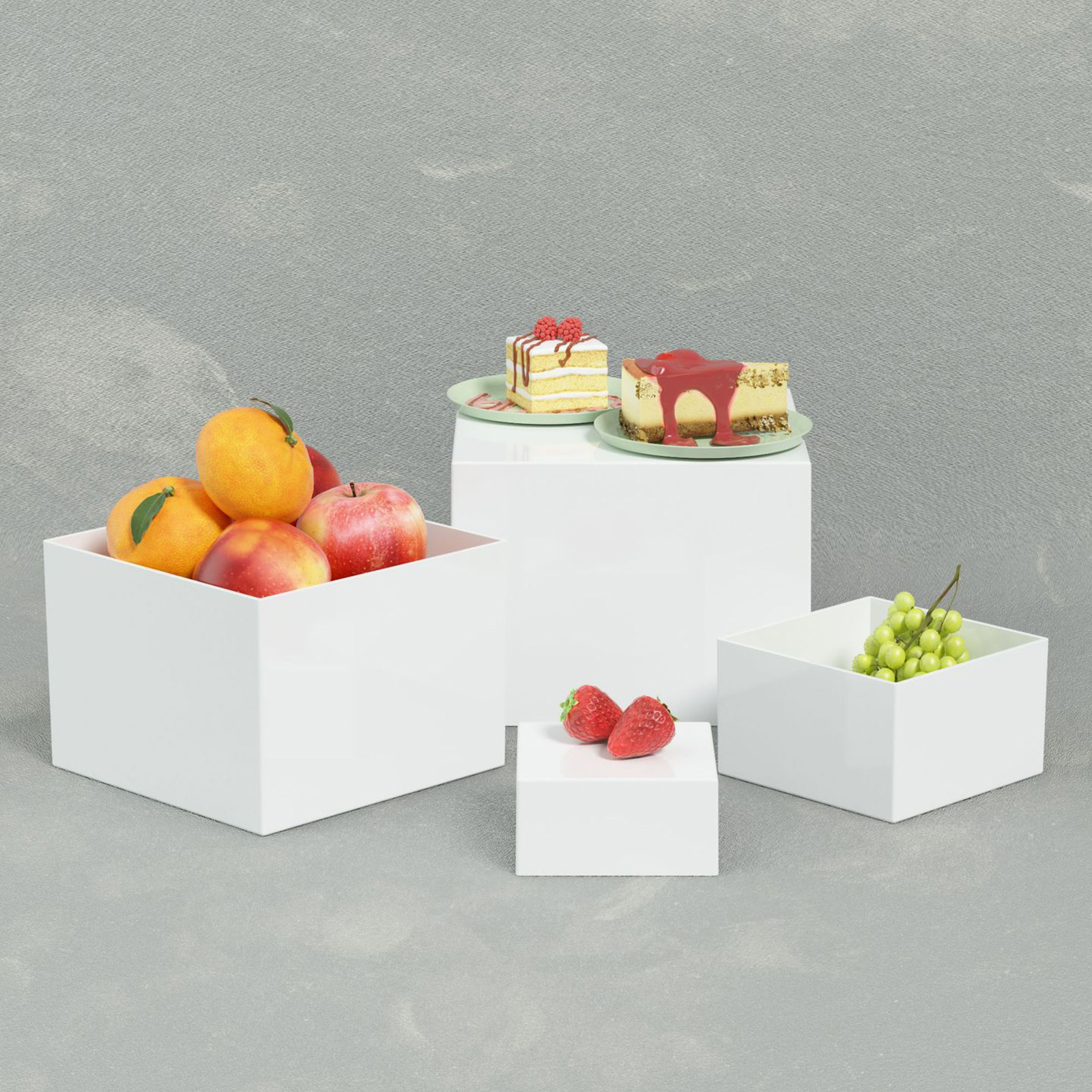 6x Acrylic Buffet Riser Desser - Display Risers Set ulasan dan harga