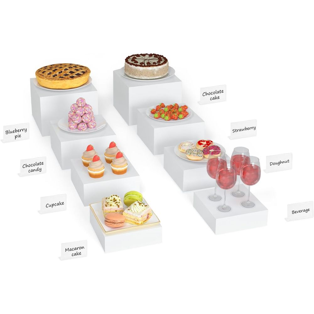 【8Pcs】 Buffet Risers,Dessert T - Display Risers Set ulasan dan harga