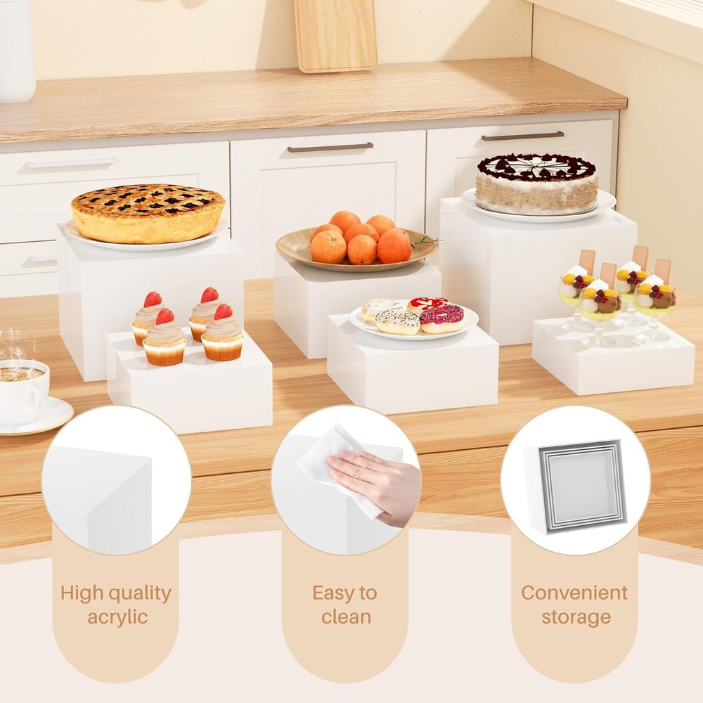 【8Pcs】 Buffet Risers,Dessert T - Display Risers Set ulasan dan harga