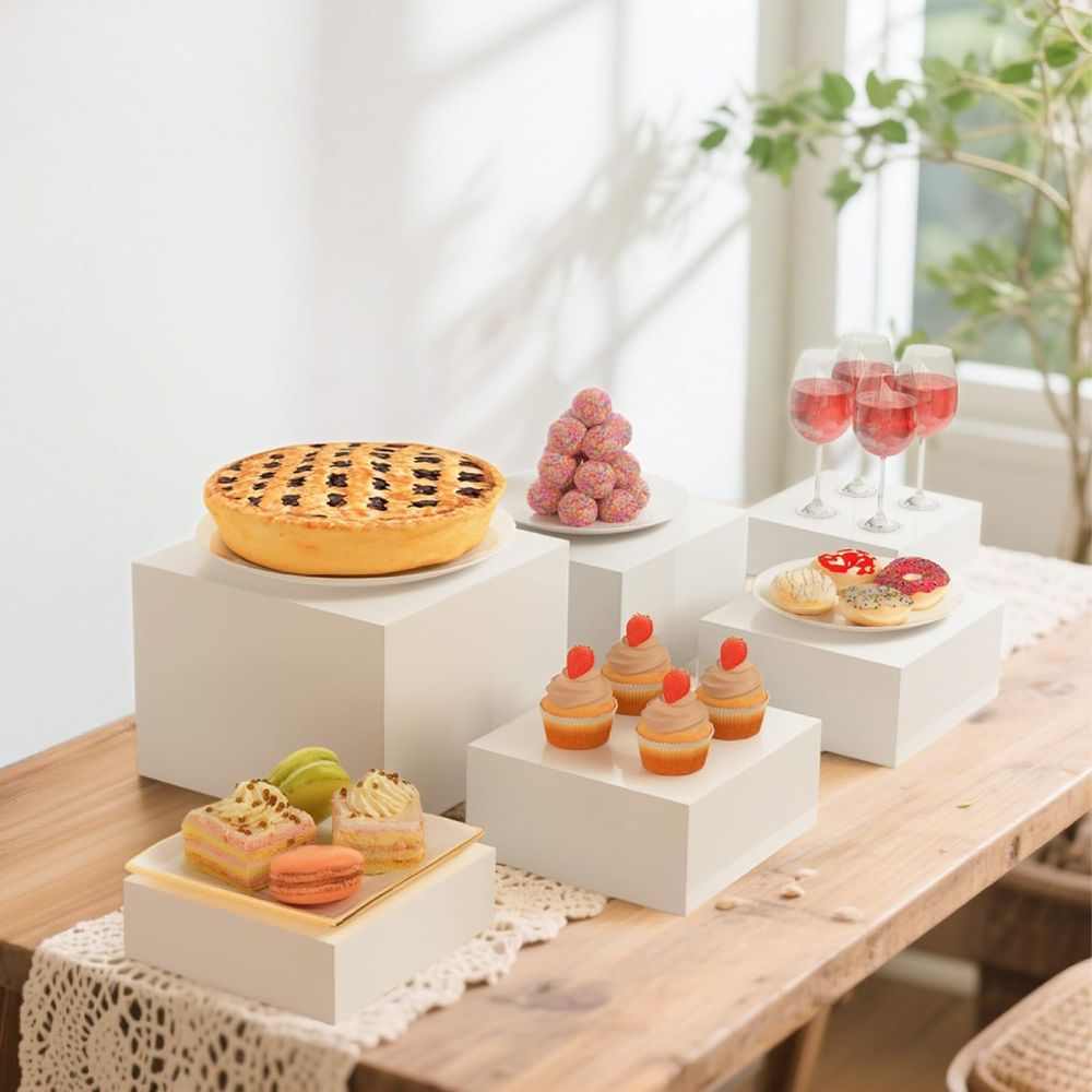 【8Pcs】 Buffet Risers,Dessert T - Display Risers Set ulasan dan harga